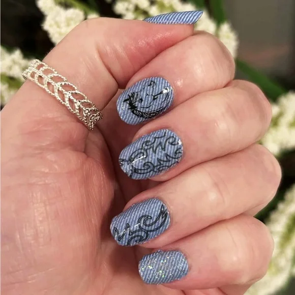 *Exclusive* Color Street: Denim Diva | Light Blue Jeans Twill Western Cowboy - Picture 8 of 13